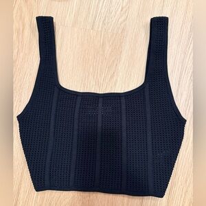 Aritzia Sculpt Knit Square Neck Crop Tank Size S in Black NWT